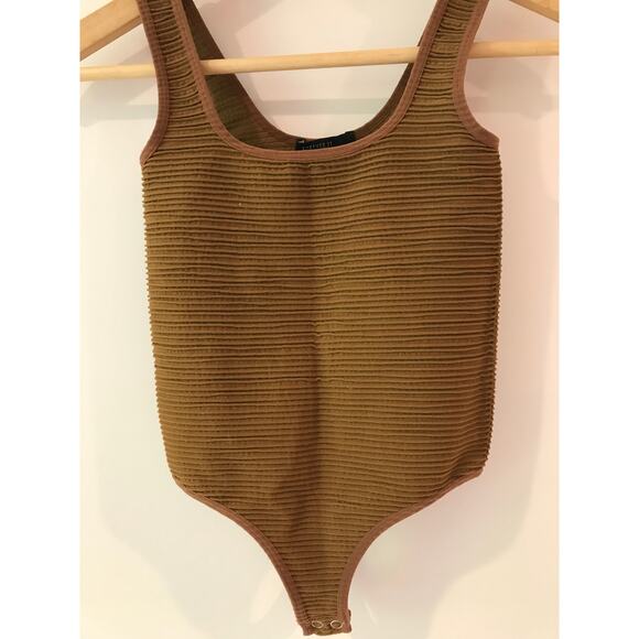 FOREVER 21 xxi brown ribbed thong bodysuit basic - Picture 2 of 4